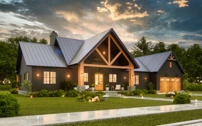Modern Farmhouse House Plan #4195-00077 Elevation Photo