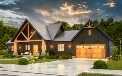 Modern Farmhouse House Plan #4195-00077 Elevation Photo