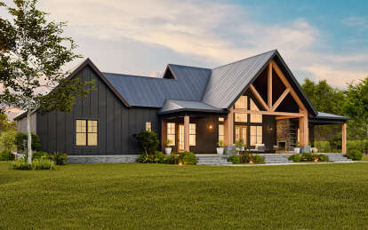 Modern Farmhouse House Plan #4195-00077 Elevation Photo
