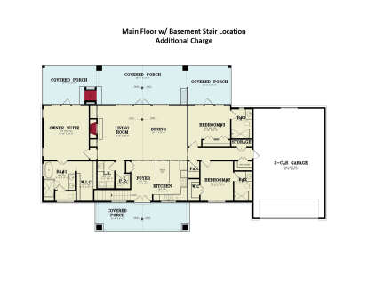 Main Floor w/ Basement Stair Location for House Plan #4195-00077