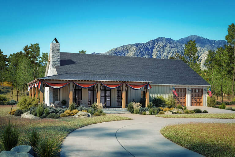 House Plan House Plan #31645 Angled Front Elevation - Patriotic 