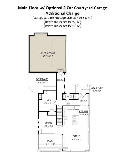 Optional 2 Car Garage Layout for House Plan #6261-00064