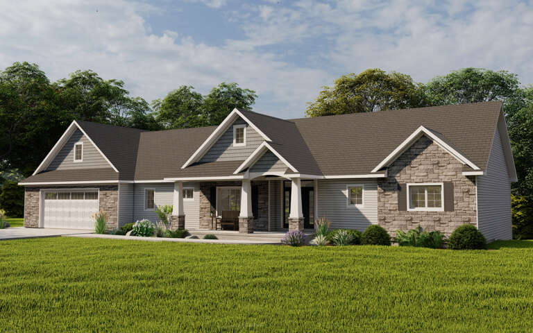 House Plan House Plan #31664 Angled Front Elevation