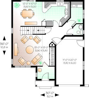 First Floor for House Plan #034-00037