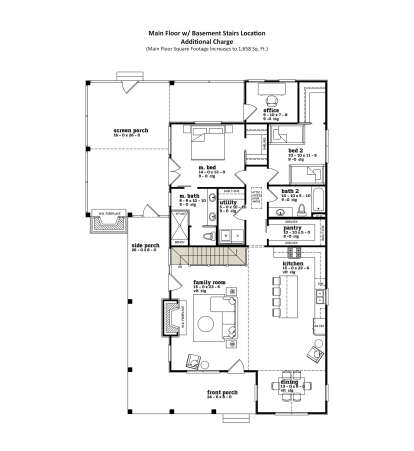 Main Floor w/ Basement Stairs Location for House Plan #7174-00029