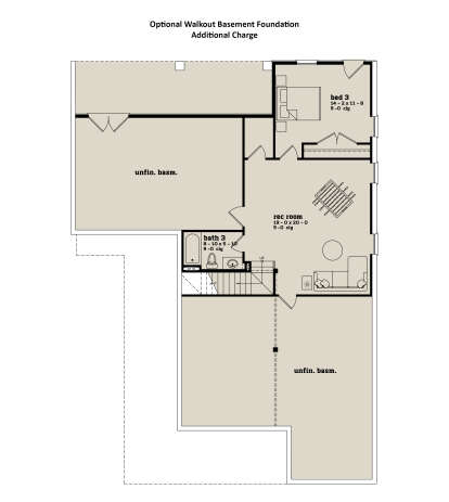 Optional Walkout Basement Foundation for House Plan #7174-00029