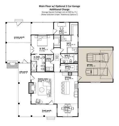 Main Floor w/ Optional 2 Car Garage for House Plan #7174-00029