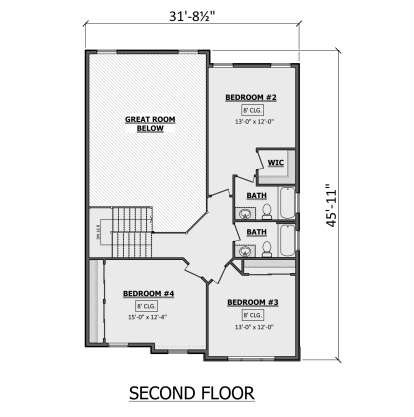 Second Floor for House Plan #1958-00043