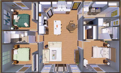 Overhead First Floor for House Plan #1776-00142