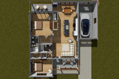 Main Floor w/ Basement Stairs Location for House Plan #4848-00427