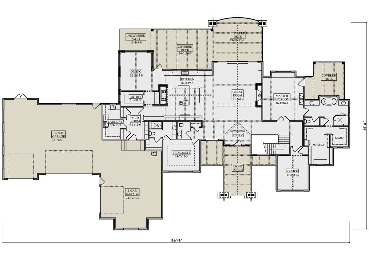 Mountain Plan: 3,246 Square Feet, 2-5 Bedrooms, 2.5