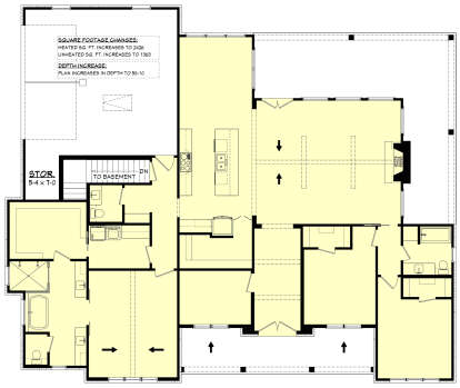 Main Floor w/ Basement Stairs Location for House Plan #041-00367