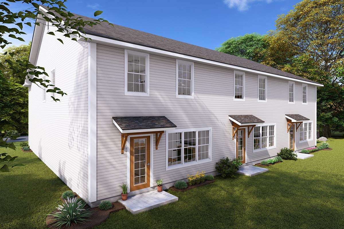 Triplexes Traditional Triplex Plan - 1,853 Square Feet, 3 Bedrooms, 2.5 Bathrooms ...