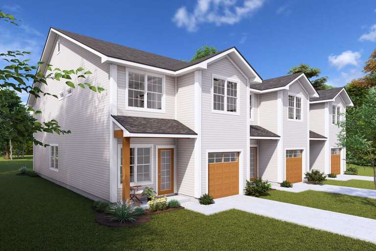 Triplexes Traditional Triplex Plan - 1,853 Square Feet, 3 Bedrooms, 2.5 Bathrooms ...