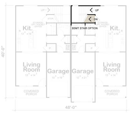 Main Floor w/ Basement Stairs Location for House Plan #402-01826