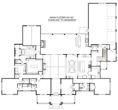 Main Floor w/ Basement Stairs Location for House Plan #4534-00133