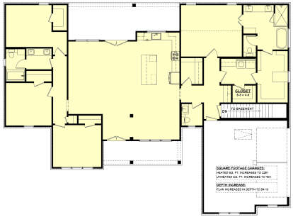 Main Floor w/ Basement Stairs Location for House Plan #041-00369
