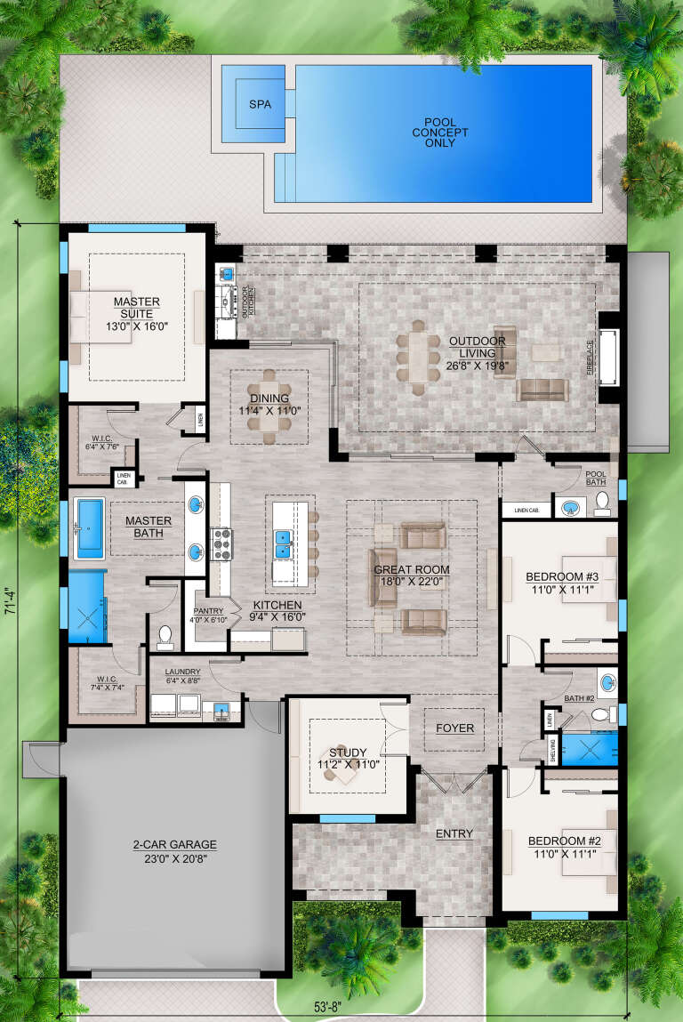 House Plan House Plan #31867 Drawing 1