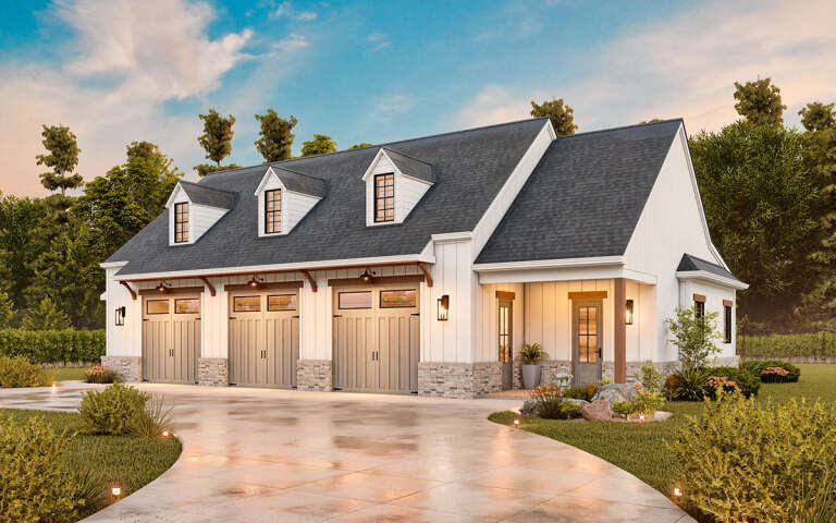 Modern Farmhouse 3 Car Garage Plan - 2,053 Square Feet, 1 Bedroom, 1 ...