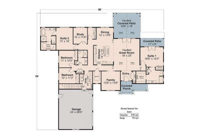 Main Floor w/ Basement Stairs Location for House Plan #035-01105