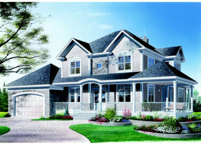 Farmhouse House Plan #034-00038 Elevation Photo