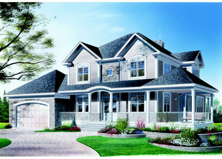 Farmhouse House Plan #034-00038 Elevation Photo