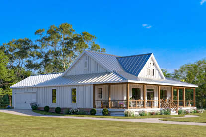 Modern Farmhouse House Plan #009-00417 Elevation Photo