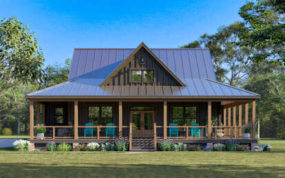 Modern Farmhouse House Plan #009-00417 Elevation Photo