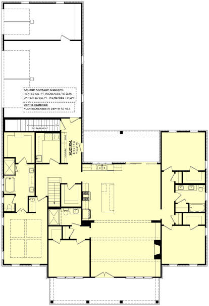 Main Floor w/ Basement Stairs Location for House Plan #041-00370