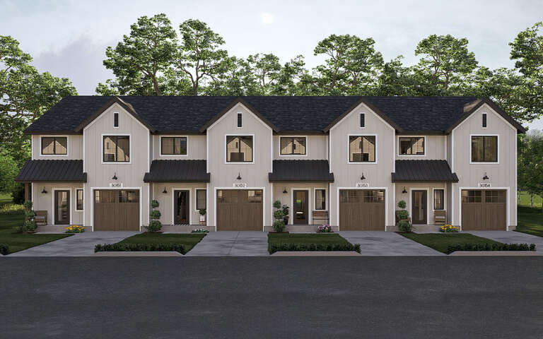 Fourplex Images Modern Farmhouse Fourplex Plan - 1,464 Square Feet, 3 Bedrooms, 2.5 ...