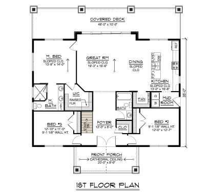 Main Floor w/ Basement Stairs Location for House Plan #5032-00315