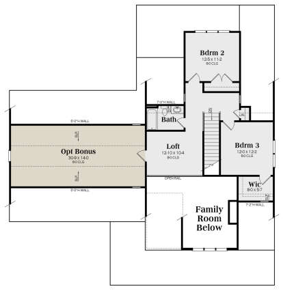 Second Floor for House Plan #009-00418