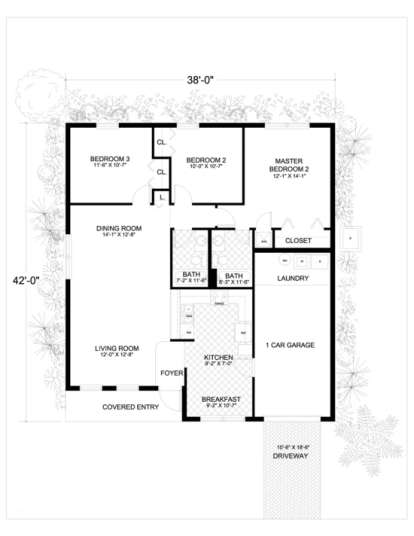 Floorplan 1 for House Plan #168-00002