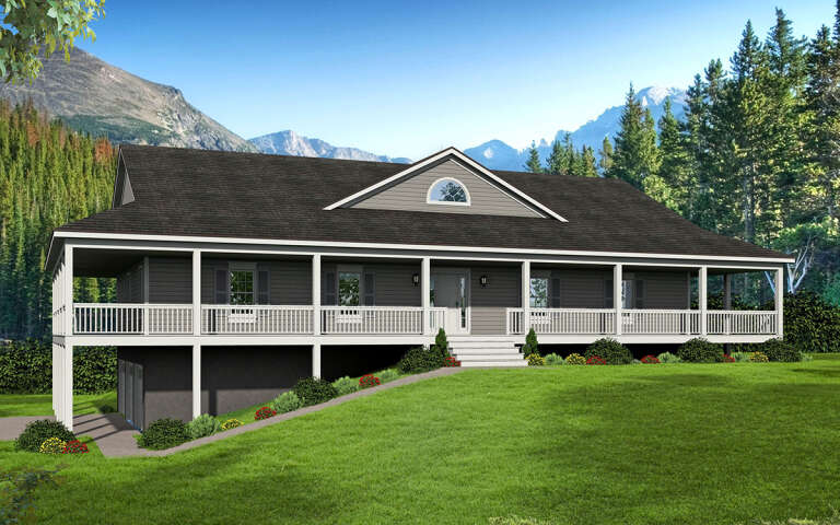 House Plan House Plan #31996 Angled Front Elevation