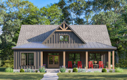 Modern Farmhouse House Plan #009-00421 Elevation Photo