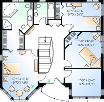 Second Floor for House Plan #034-00039