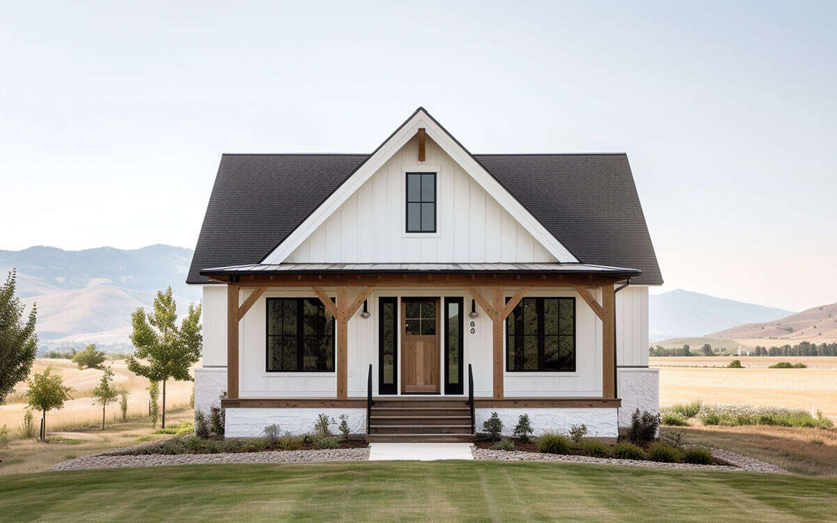 Square Rural House Modern Farmhouse Plan: 1,200 Square Feet, 3 Bedrooms, 1 Bathroom - 8565 ...
