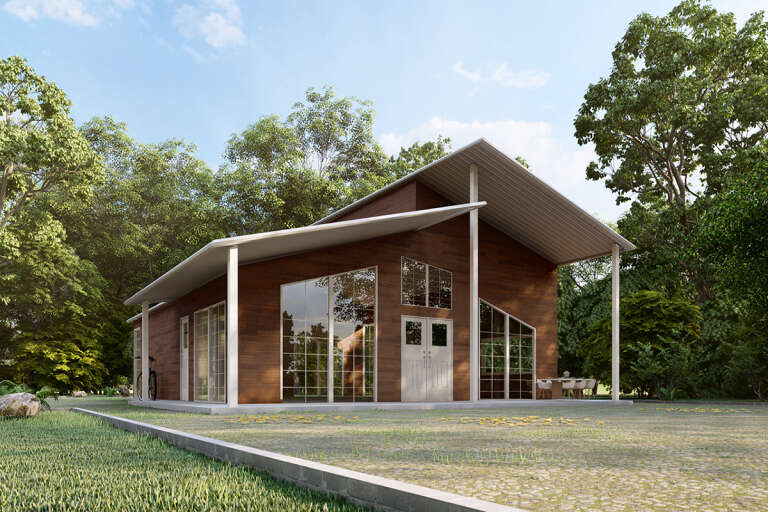 House Plan House Plan #32006 Angled Front Elevation