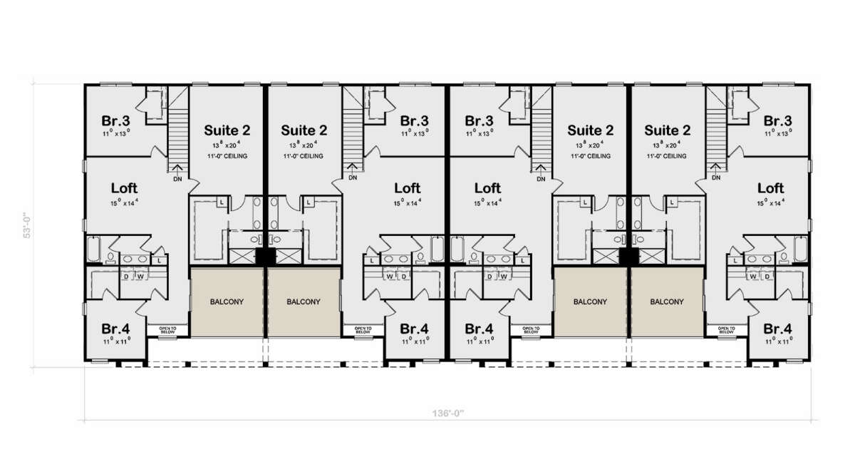 Fourplex Images Modern Fourplex Plan - 2,432 Square Feet, 4 Bedrooms, 3.5 Bathrooms ...