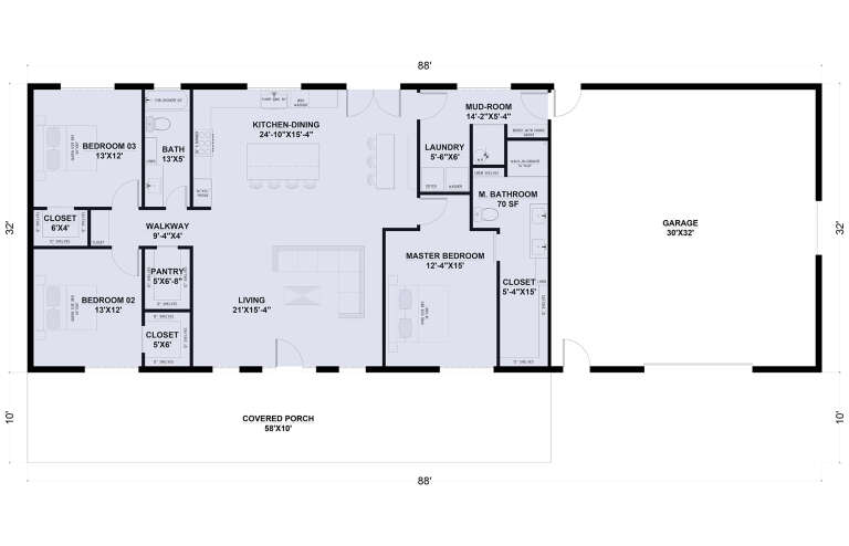 House Plan House Plan #32044 Drawing 1