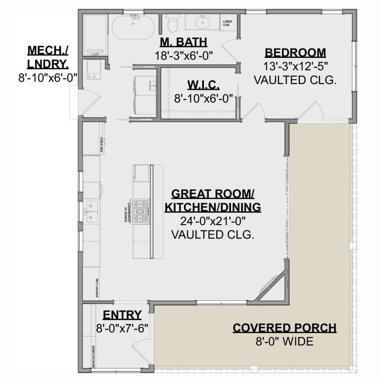 Modern Plan - 1,050 Square Feet, 1 Bedroom, 1 Bathroom | Floor Plan ...