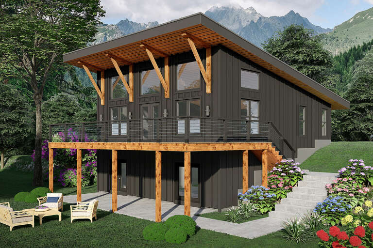 House Plan House Plan #32198 Angled Rear Elevation 