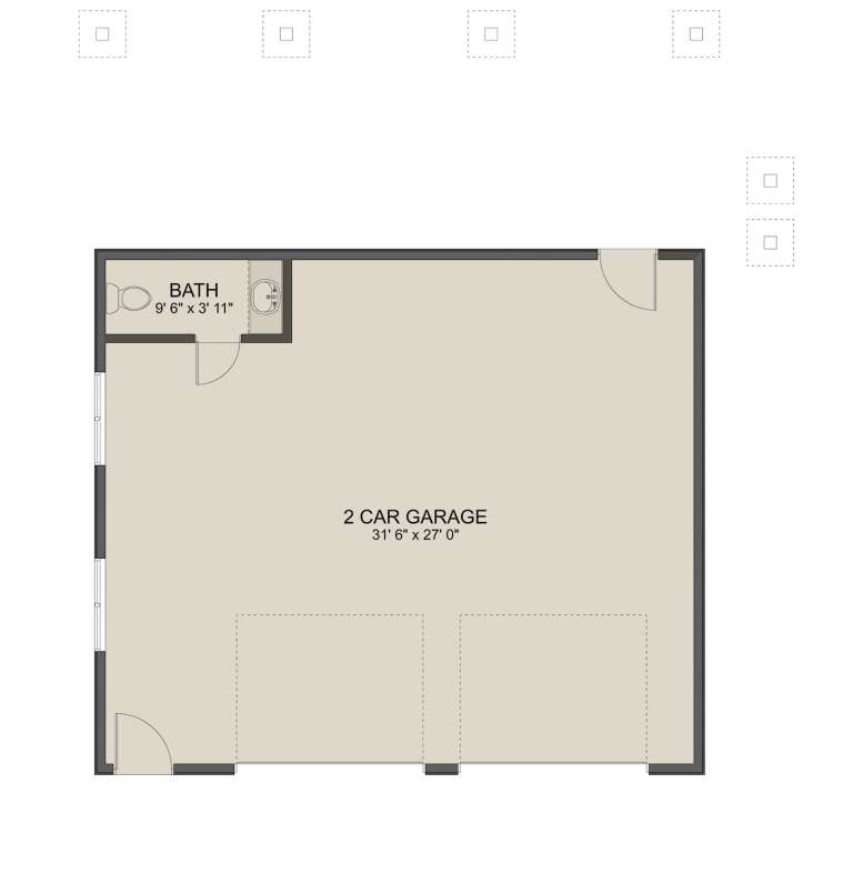 Modern 2 Car Garage Plan - 1,820 Square Feet, 1.5 Bathrooms | Floor ...