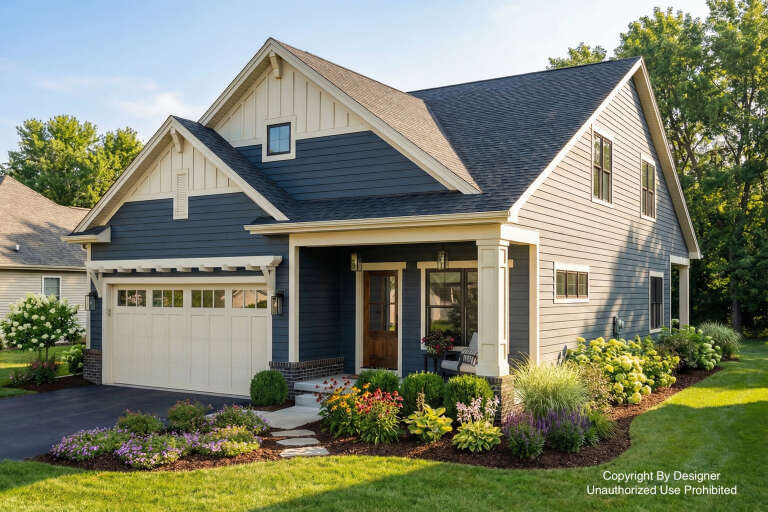 House Plan House Plan #32233 Angled Front Elevation 