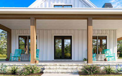 Modern Farmhouse House Plan #009-00423 Elevation Photo