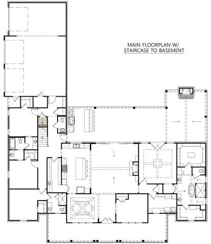 Main Floor w/ Basement Stairs Location for House Plan #4534-00135
