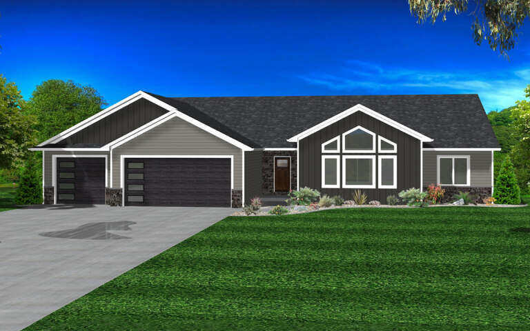House Plan House Plan #32276 Angled Front Elevation