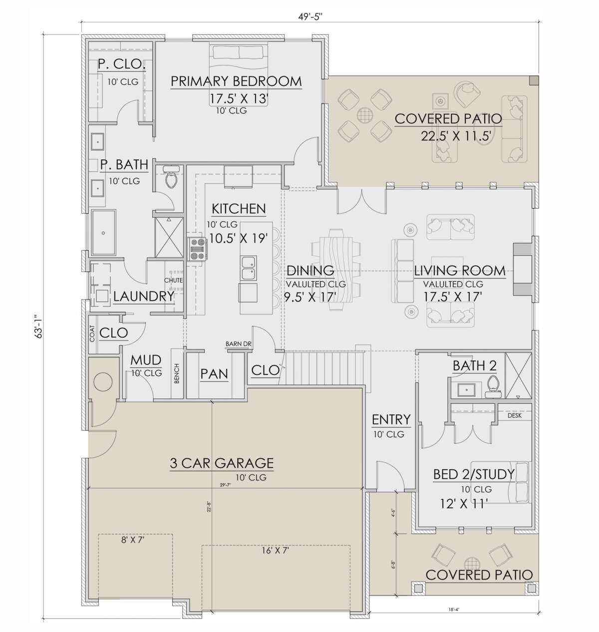 Modern Farmhouse Plan - 2,531 Square Feet, 4-5 Bedrooms, 3