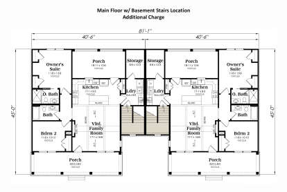Main Floor w/ Basement Stairs Location for House Plan #009-00424