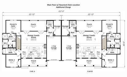 Main Floor w/ Basement Stairs Location for House Plan #009-00425